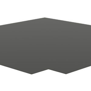 A dark gray, flat, triangular metal object with a notch at the tip. It has upward curved edges on the two back sides, creating a three-dimensional appearance. The background is plain white.
