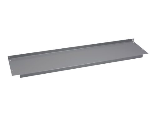 qmgz6hzvbmfysuexjwgc.jpg A flat, rectangular gray metal panel with slightly raised edges, featuring a simple design and small holes at the corners, likely for mounting purposes.