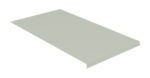 Image of a rectangular metal panel with slightly curved edges. The panel appears to have a smooth, light gray surface and a small hole on one corner, possibly for mounting purposes. The perspective is angled, showing its thin profile.