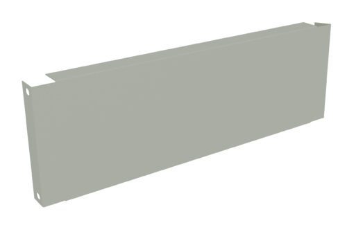 A gray, rectangular metal panel with two small holes on one side. The panel appears to be a flat, solid piece, likely used for industrial or mechanical purposes.