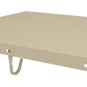 A beige rectangular metal panel with small cutouts and a wire loop attached to the underside. The panel appears to be designed for mounting or covering purposes, with clean edges and a flat surface.