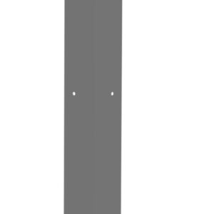 A tall, narrow, gray rectangular post with small holes aligned in two vertical rows along its length, set against a plain white background.