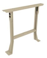 Metal table frame with a beige finish, consisting of two sturdy vertical legs connected by a horizontal beam. The structure has holes for mounting and features angled feet for stability. Suitable for supporting a tabletop.