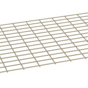 A rectangular wire grid or mesh, consisting of evenly spaced horizontal and vertical lines, forming small squares. The structure is beige and placed on a plain white background, viewed from a slightly elevated angle.