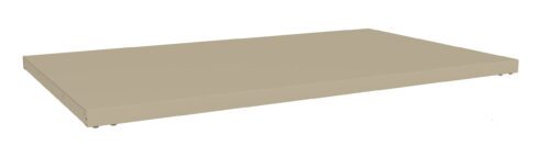 qtwnlkdo2w7pvfiv8ixy.jpg A beige, rectangular, flat metal shelf sits against a white background. The shelf appears sturdy, with smooth edges and a matte finish.