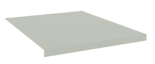 A digital rendering of a flat, rectangular block with a light gray surface and slightly darker edges, positioned diagonally against a plain white background.