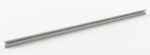 A long, slender, light gray metal rail positioned diagonally against a white background. The rail has a simple, linear design with subtle indentations along its length.