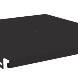 A black rectangular metal plate with a flat surface and slightly raised edges, featuring holes near the corners. The plate appears sturdy and industrial, suitable for construction or mechanical purposes.
