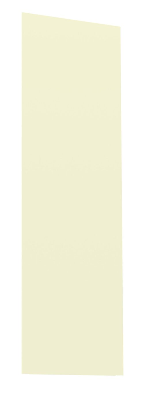A tall, rectangular, pale yellow object with a slight shadow on the right side against a white background.
