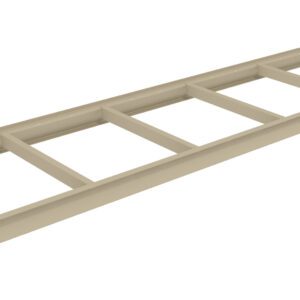 A beige cable tray with a ladder-like design, consisting of two parallel side rails connected by several evenly spaced rungs. The structure is angled diagonally, showing the depth and length of the tray against a white background.