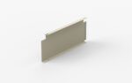 A rectangular metal bracket with four mounting holes, two on each side, displayed at a slight angle on a plain white background. The bracket has a cutout on one edge and appears to be designed for structural support or attachment.