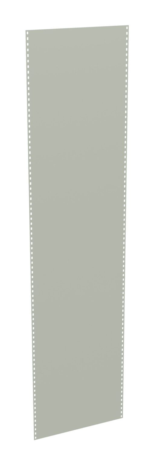 r56hae0vxgi6jdkqi8c2.jpg A vertical sheet of light gray dot matrix printer paper with perforated holes on the sides.