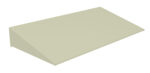 A simple, rectangular, beige-colored 3D geometric shape with a slanted rectangular top and vertical rectangular sides, resembling a wedge or ramp, against a white background.