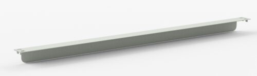 r7hvidcgvpv2onwzqcqa.jpg A long, rectangular, light gray metal bracket with mounting tabs on each side is shown against a plain white background.