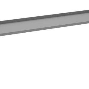 A gray metal mounting bracket with a flat, elongated top surface and two vertical supports at each end, featuring pre-drilled holes for installation.