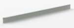 A long, light gray metal bracket with a rectangular shape and small holes near the ends and center, lying on a plain white background.