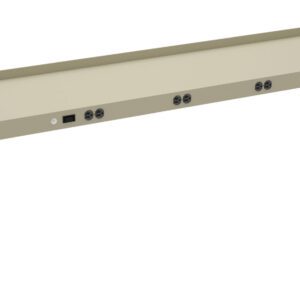 A long, beige metal bracket with multiple circular cutouts for cable management or mounting components. The bracket has flanges on both ends for installation, likely used in IT or industrial settings.