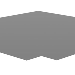 Illustration of a gray, flat, rectangular object with a small, symmetrical notch on one side, resembling a simplified 3D roof or architectural structure, set against a white background.