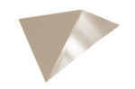 A geometric, triangular 3D shape in beige with a glossy surface and a central fold creating a ridge. The object appears to be floating against a white background.