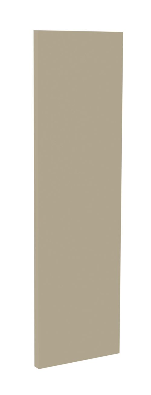 A tall, narrow, rectangular beige panel standing upright against a white background.