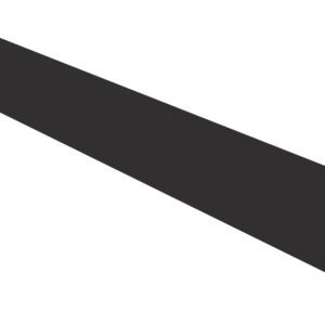 A black, rectangular piece of material with a small hole on one end, displayed on a white background. The piece is slightly bent on one corner.