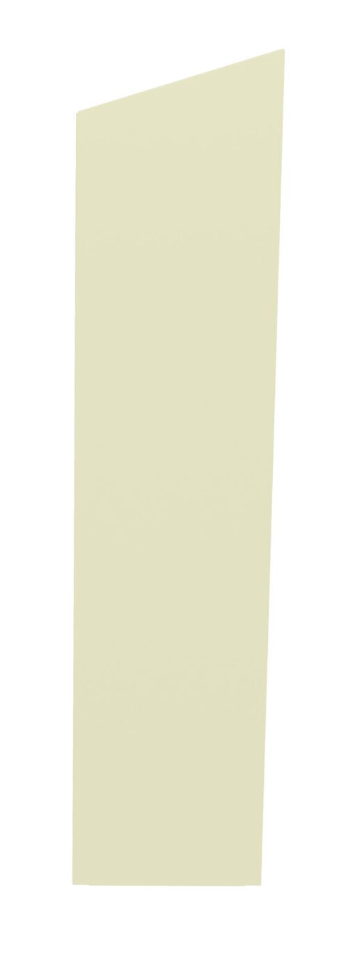 A vertical, light beige geometric shape resembling a slightly tilted rectangle on a white background.