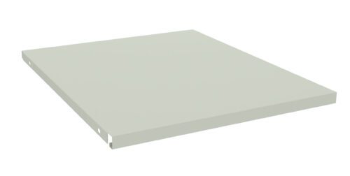 rltrtfuweng1ssra84xx.jpg A light gray, flat, rectangular panel with smooth edges, slightly elevated from the white background. Small holes are visible on the shorter sides, suggesting it may be a shelf or a similar component.