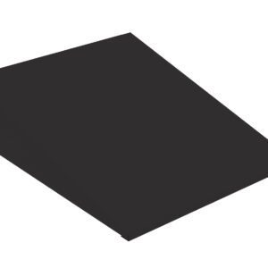 A 3D rendering of a black rectangular wedge or ramp, angled upwards from left to right on a white background.