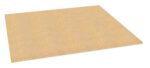 A flat, square sheet of beige MDF wood with a smooth surface, viewed at a slight angle from above.