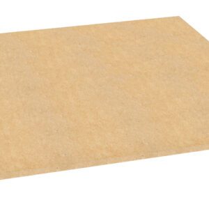 A flat, square sheet of beige MDF wood with a smooth surface, viewed at a slight angle from above.