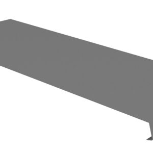 Image of a gray metal bracket with a rectangular base and an angled edge. A small hole is visible on one end, suggesting a place for mounting or securing.