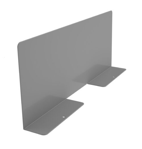 rrwnoimaypah5l8bdjla.jpg Gray metal bookend with a tall, flat back and a sturdy L-shaped base designed to support books on a shelf.