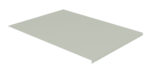 A flat, rectangular, light gray metal panel with a slightly raised edge on one side, viewed from a low angle. The panel appears smooth and has a uniform color, suggesting a polished surface.