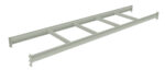 An angled view of a metal ladder tray with five evenly spaced rungs, designed to support and organize cables. The tray is composed of parallel side rails connected by metal crossbars. Its likely used in electrical or industrial settings.