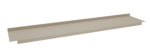 A long, rectangular beige metal object with a raised edge along one side, possibly a part of a construction or roofing material, set against a white background.
