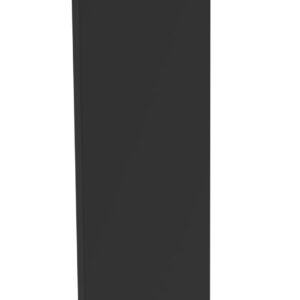 A tall, rectangular, black 3D panel with a thin profile, standing upright against a white background.