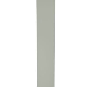 A gray metal pedestal stand with a round base and a circular top platform. The design is sleek and minimalist, with a vertical cylindrical support connecting the base and top.