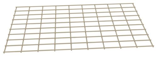 rzy2r2y2jbgbrw6suar8.jpg A beige lattice grid made of intersecting horizontal and vertical lines, forming squares, is shown on a white background. The grid is slightly angled, giving a three-dimensional perspective.