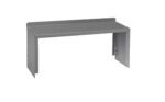 A rectangular, metallic, gray tabletop or support bracket with a simple, minimalist design. The piece has a flat surface with vertical supports on each side, open underneath.