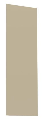 A vertical, rectangular piece of cardboard or a similar material, standing upright against a plain white background. The cardboard has a light brown color.