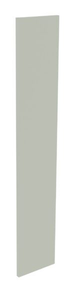 A tall, thin, rectangular object with a smooth, light sage green surface, standing upright against a white background.