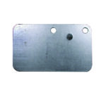 Part of the Borroughs Box Edge Heavy Duty Front Foot Plate Kit, this rectangular metallic plate features slightly rounded corners, two larger holes near the top edge, a smaller raised area below, and a reflective silver finish.