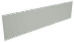 A long strip of blank film reel with perforated edges on both sides, angled diagonally across a white background.