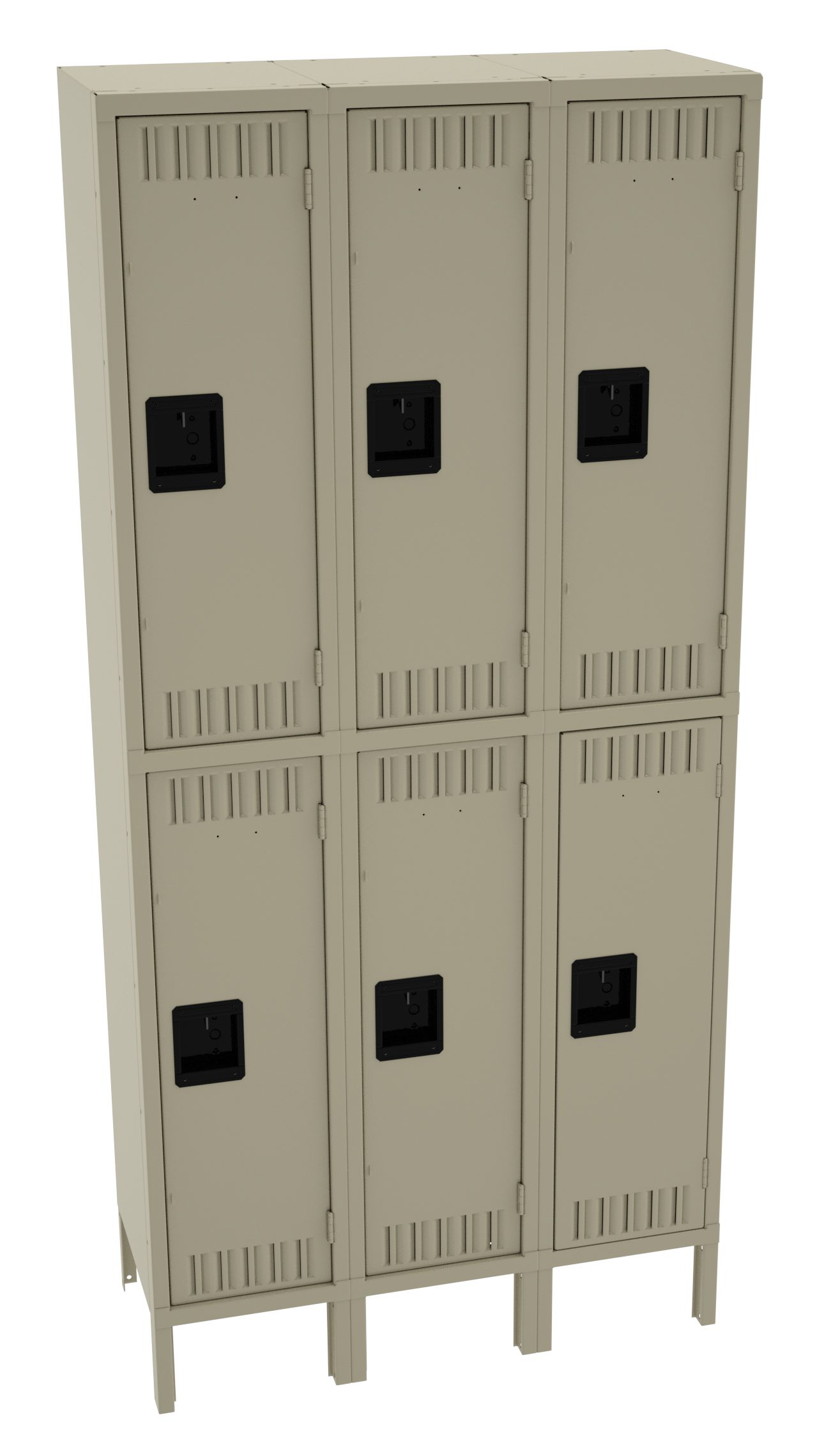 36" W Three-Wide Assembled Double Tier Locker With Legs Sand