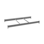 Gray metal support bracket with two parallel horizontal bars and two perpendicular crossbars, designed for structural or industrial use, against a white background.