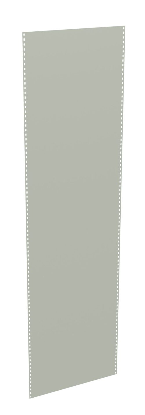 A rectangular sheet of light gray paper with perforated edges on both sides, resembling older continuous printer paper. The texture is plain and monochromatic.