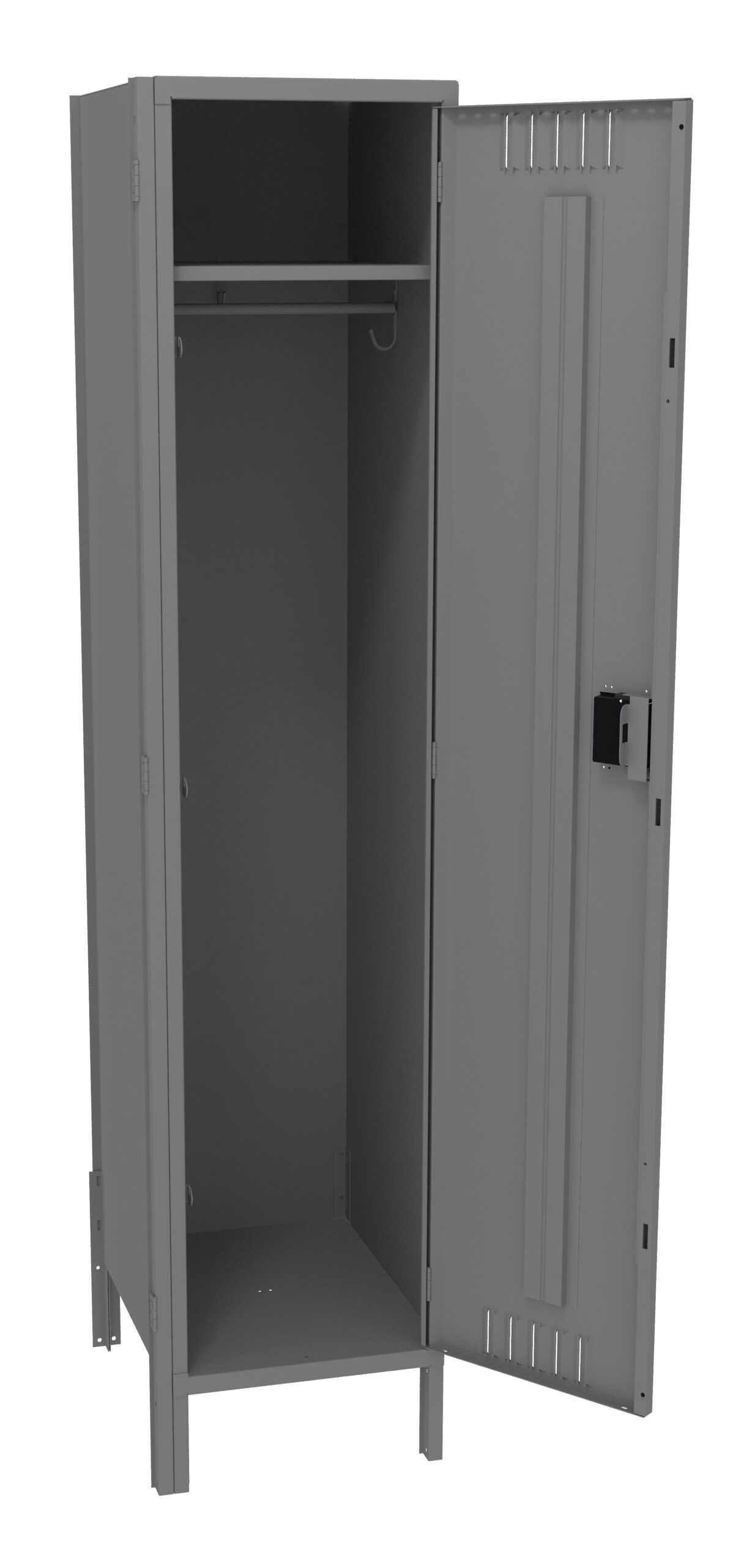 15" W One-Wide Unassembled Single Tier Locker With Legs Medium Grey