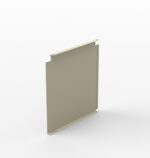 A beige rectangular metal panel with small protruding tabs on the top and bottom edges, standing upright on a neutral background.