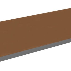 A rectangular, brown tabletop or panel with a smooth surface, viewed from an angled perspective against a plain white background.