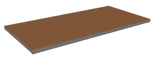 stummvfitryrjykklfle.jpg A rectangular, brown tabletop or panel with a smooth surface, viewed from an angled perspective against a plain white background.